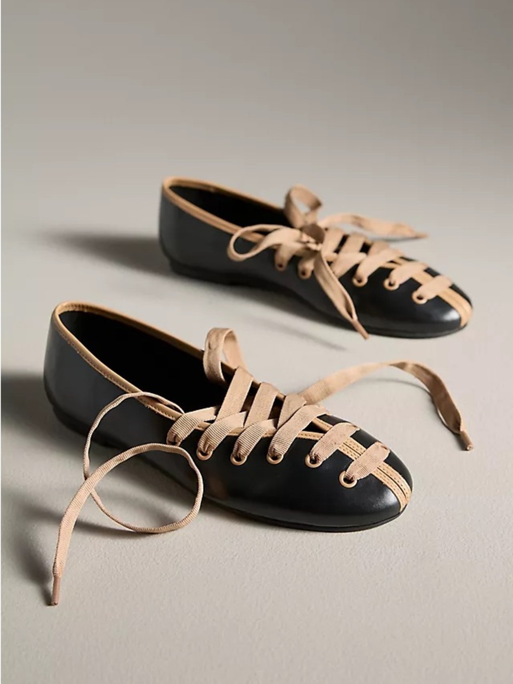 MAEVE ANTHROPOLOGIE Contrast Lace Up Ballet Flats Size 37 GUC